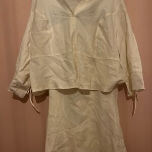 Style & Co. Off-White Linen set blouse and skirt.